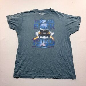 Back to the Future T-Shirt Mens Large Blue Good Take Me Back 1985 DeLorean Tee